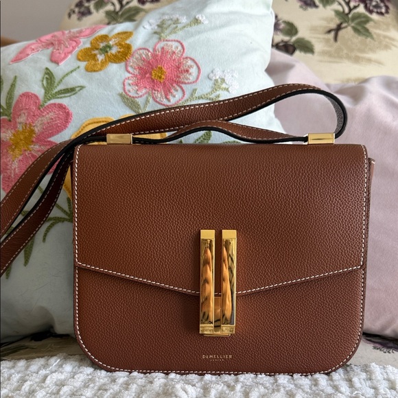 DeMellier Handbags - DeMellier Brown Leather Crossbody with Gold Hardware Accent